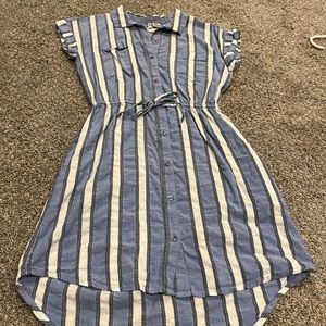 Blue striped shirt dress